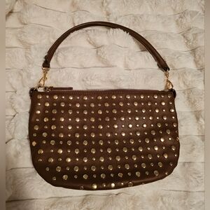 Brown Studded Shoulder Bag - Women